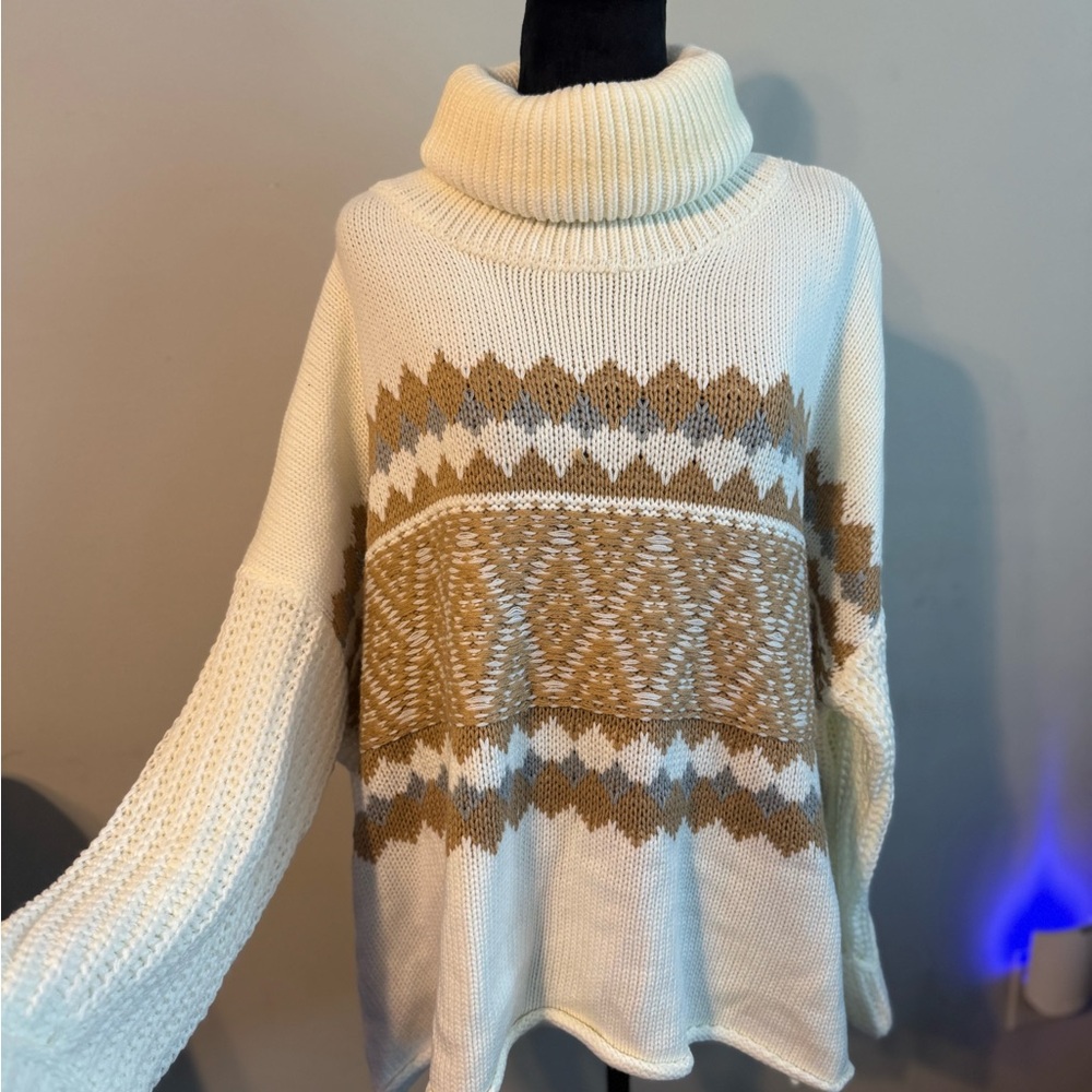 1.4.3. Story by Line Up Cream and Tan Turtleneck Sweater